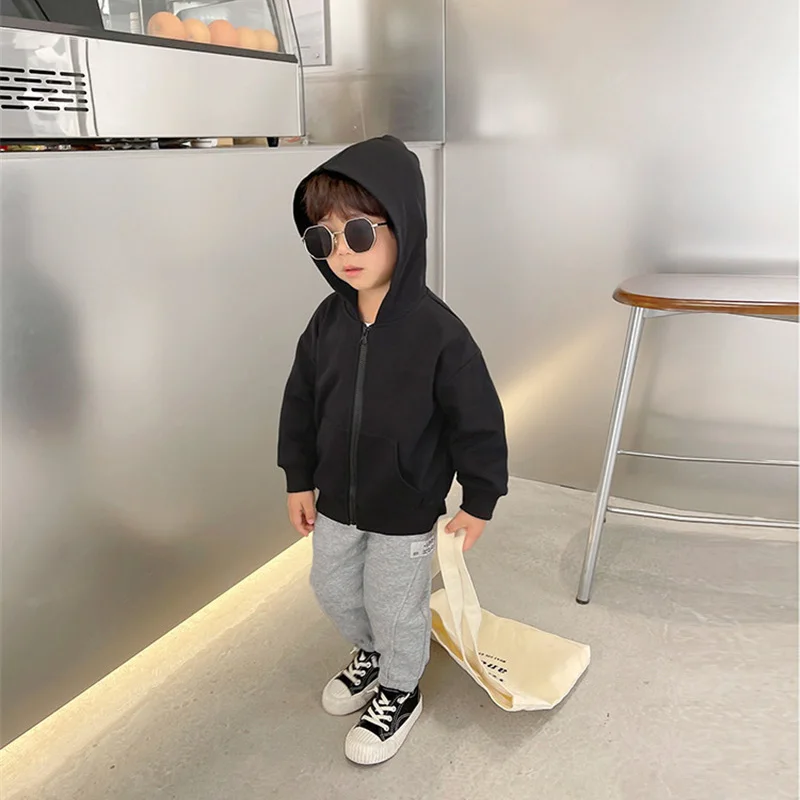 Children Hooded Sweatshirt Jackets Baby Boys Sportswear Cardigan Tops Kids Zipper Casual Jacket Teenager Spring Autumn Clothing