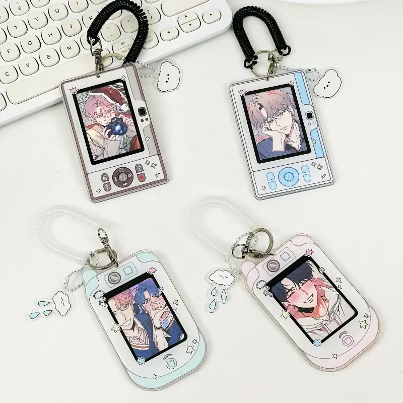 Kawaii 3 inch Acrylic Mobile Shape Kpop Photocard Holder Photo Card Holder Bag Pendant School Stationery