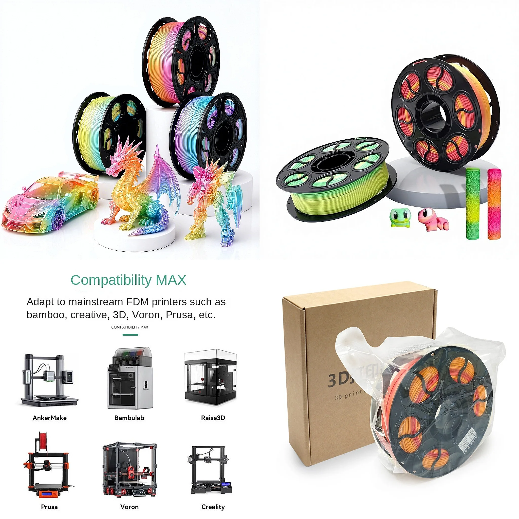 Multicolor PLA Filament 1.75mm 1kg 3D Printing Consumables 3D Printer Eco-friendly PLA Series