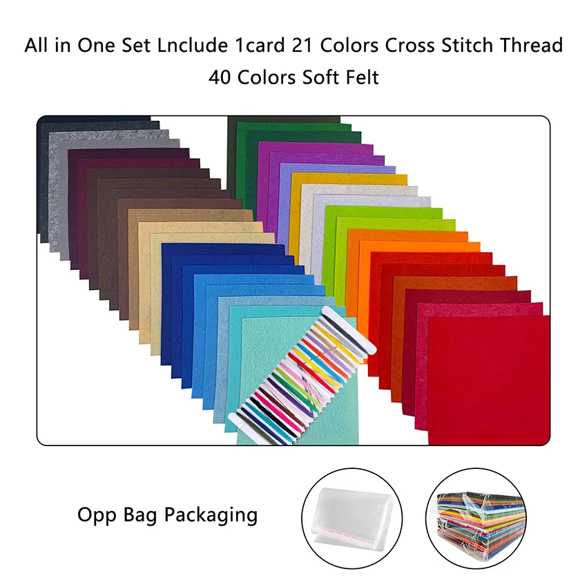 Craft Felt Fabric Sheets Assorted Colors Squares Soft And Stiff for Choice 20x30cm 40Pcs Pack for Art & DIY Project