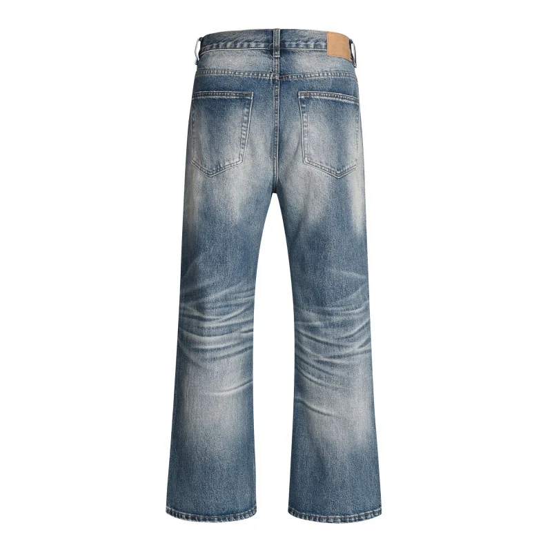 High Street Style European American Fashion Men Loose Wide Leg Straight Simple Basic Casual Denim Trousers Male Jeans Clothes