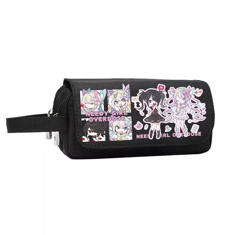 Game NEEDY GIRL OVERDOSED Cosplay KAngel あめちちん Cartoon Oxford Cloth Student PU Leather Flip Pen Bag Pencil Case Stationery