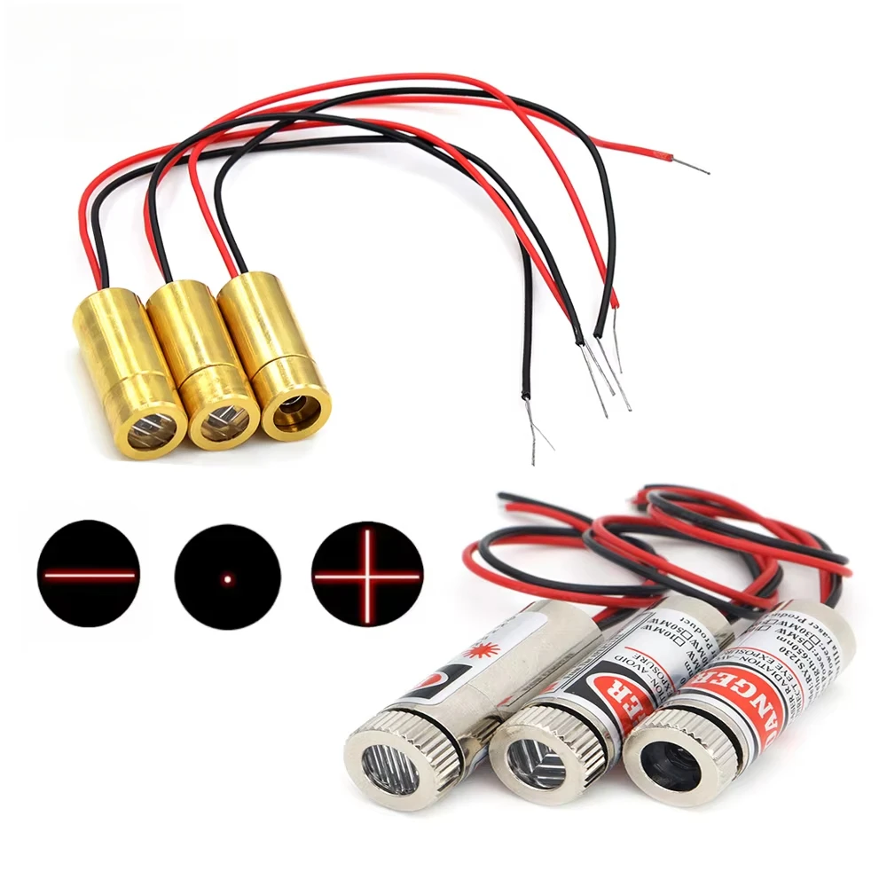 650nm 5mW Red Point / Line / Cross Laser Module Laser Tube Head Glass Lens Focusable Industrial Class Laser Diode