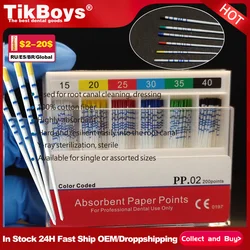 1Box Absorbent Paper Point Tooth Root Cotton Fiber Tips Dentist Products Dental Materi #15-40 F1 F2 GP/PP Material Endodoncia