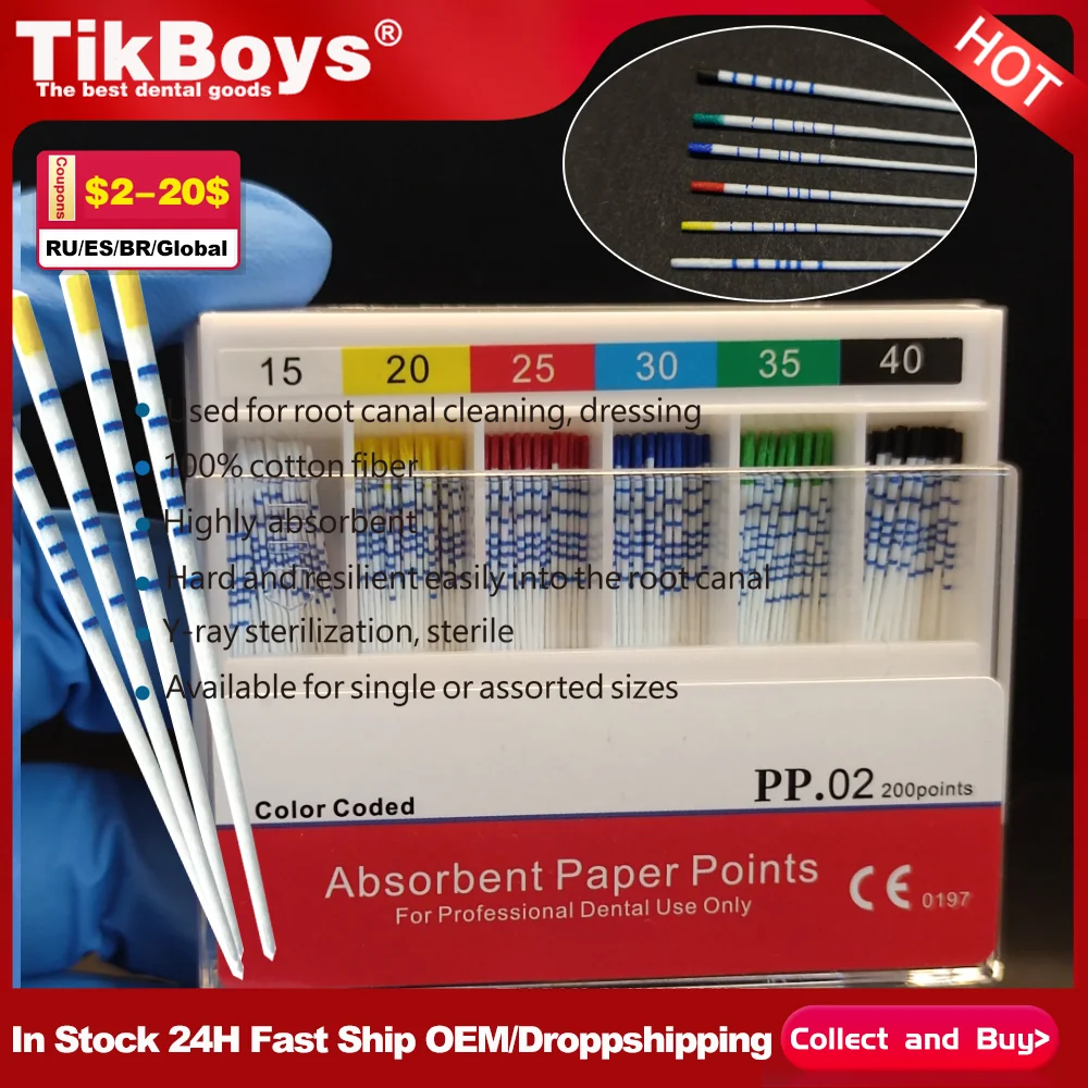 1 pudełko Chłonny punkt papierowy Korzeń zębów Końcówki z włókna bawełnianego Produkty dentystyczne Materiały dentystyczne # 15-40 F1 F2 GP/PP Materiał Endodoncja