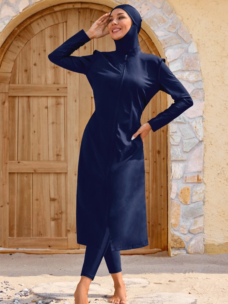 4PCS/Set Summer Beach Modest Burkini Women Islamic ​Bathing Suit Waterproof Swimsuits Floral, Quick Drying, Sunscreen, UPF50+