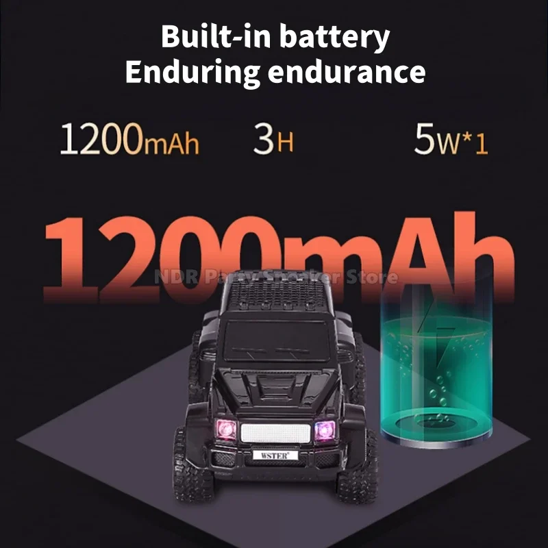 大型重低音ハイパワー8WピックアップトラックスピーカーWS-G63ワイヤレスBT車型ミュージックスピーカー、BT、USB、TF、AUX、FM、TWS対応