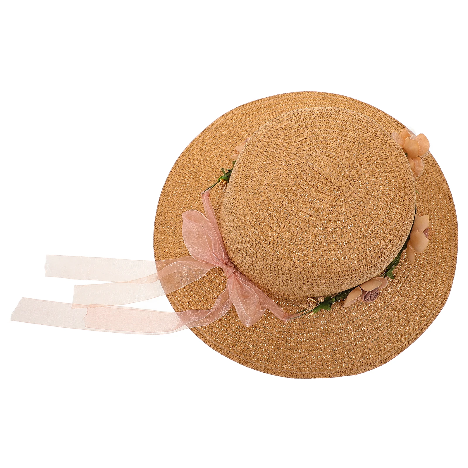 

Wide Brim Sun Hat Summer Beach Straw Floppy Hats Lightweight Durable Crochet Design Bright Khaki Garland For Adults Hats Beach