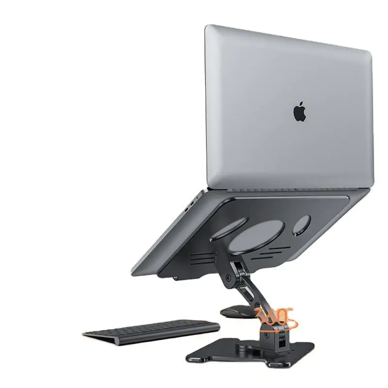 FRF915 Rotation Universal Fit Adjustable Foldable Aluminum Laptop Stand Bracket Metal Folding Support Table Desk