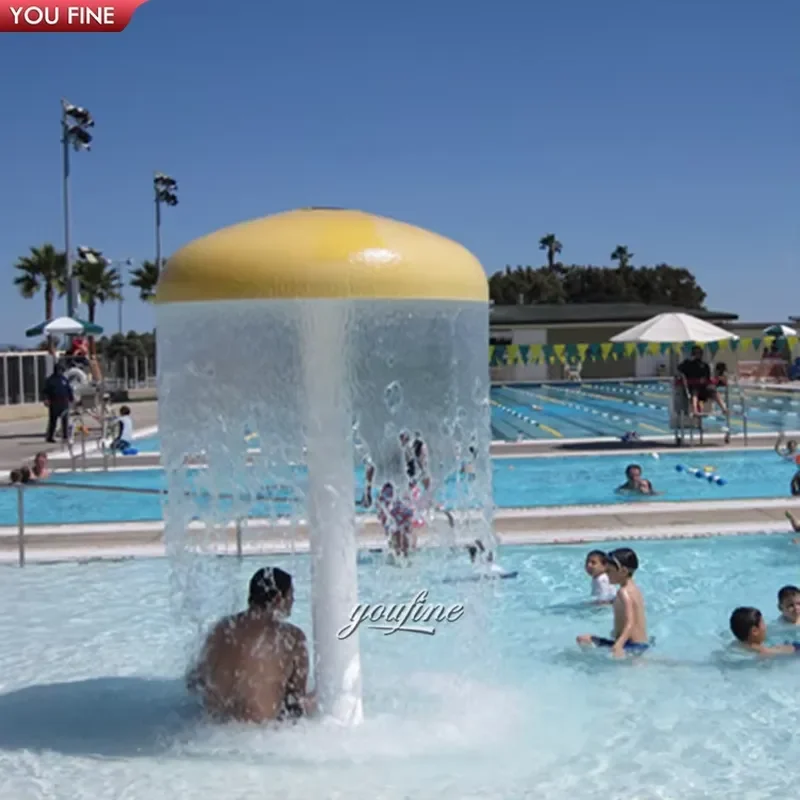 Modern Swimming Pool Stainless Steel Mushroom Umbrella Statue Water Fountain