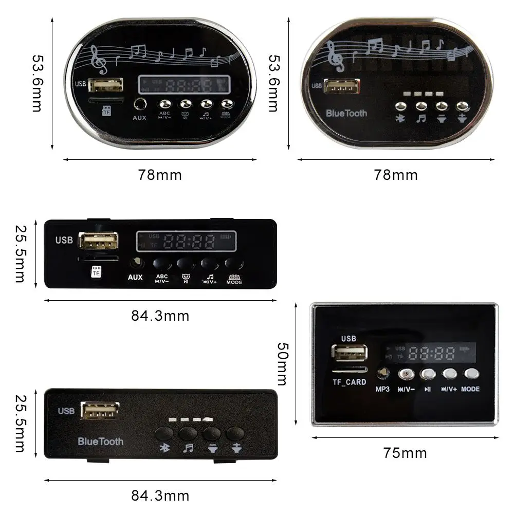 Nowy 12V z Bluetooth Samochodowy odtwarzacz muzyczny dla dzieci z portem USB MP3 i gniazdem karty TF Wyświetlacz Napięcie