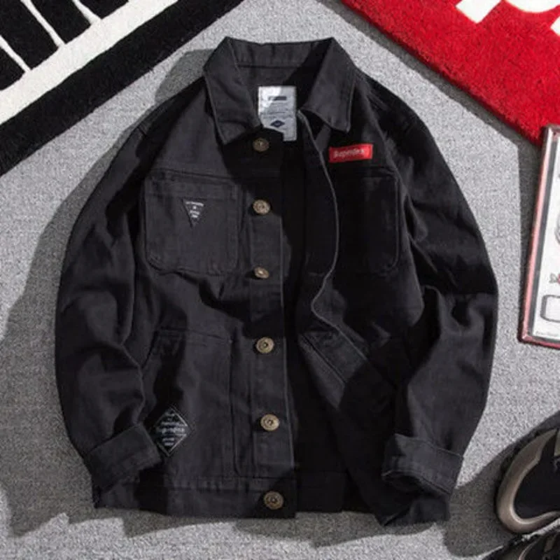 Men\'s Denim Jacket with Hole Ripped Male Jean Coats Autumn White Korea Fashion Original Winter 2025 Korean Popular Clothes Lxury
