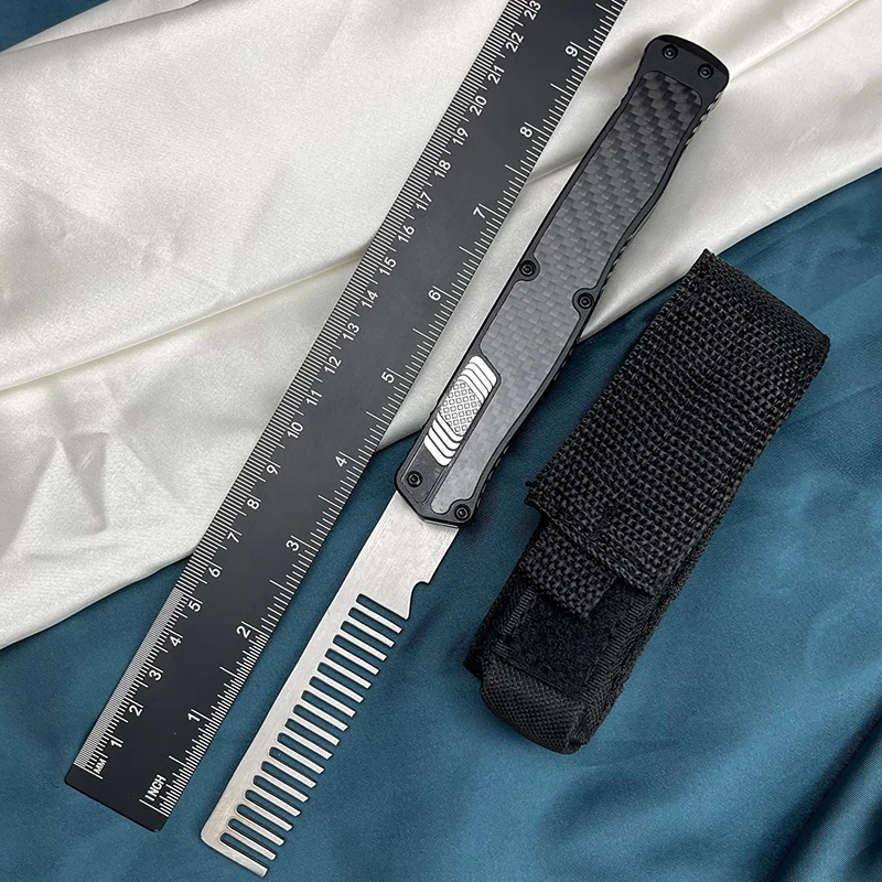 مايكرو OTF سكين D2 شفرة فولاذية صلابة عالية ألياف الكربون التصحيح سبائك الألومنيوم مقبض التخييم في الهواء الطلق سكين جيب الدفاع عن النفس #5