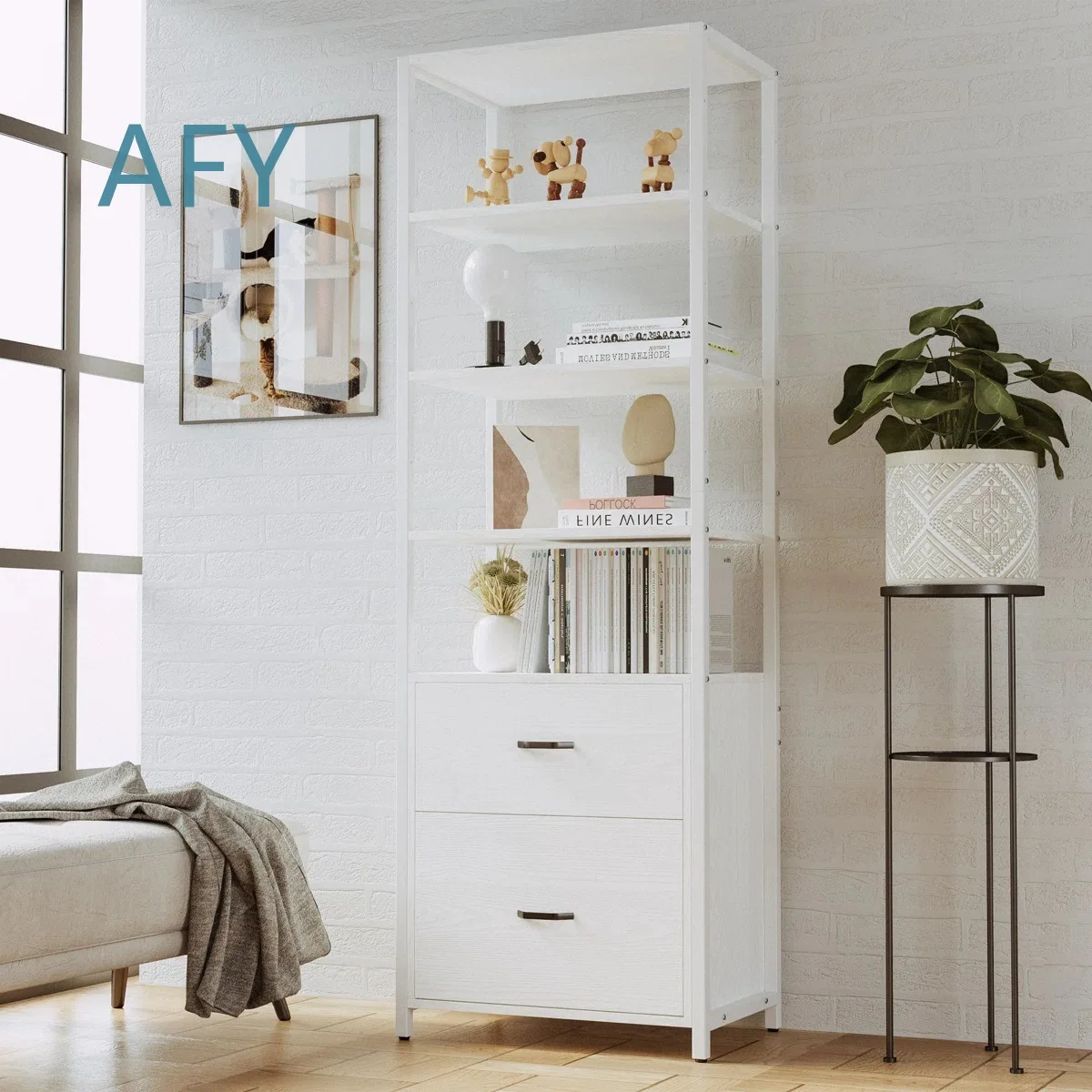 Modern Bookshelf with Locker for Living Room Bedroom Display Stand Factory Customized Overseas Hot Selling Storage Shelf Home