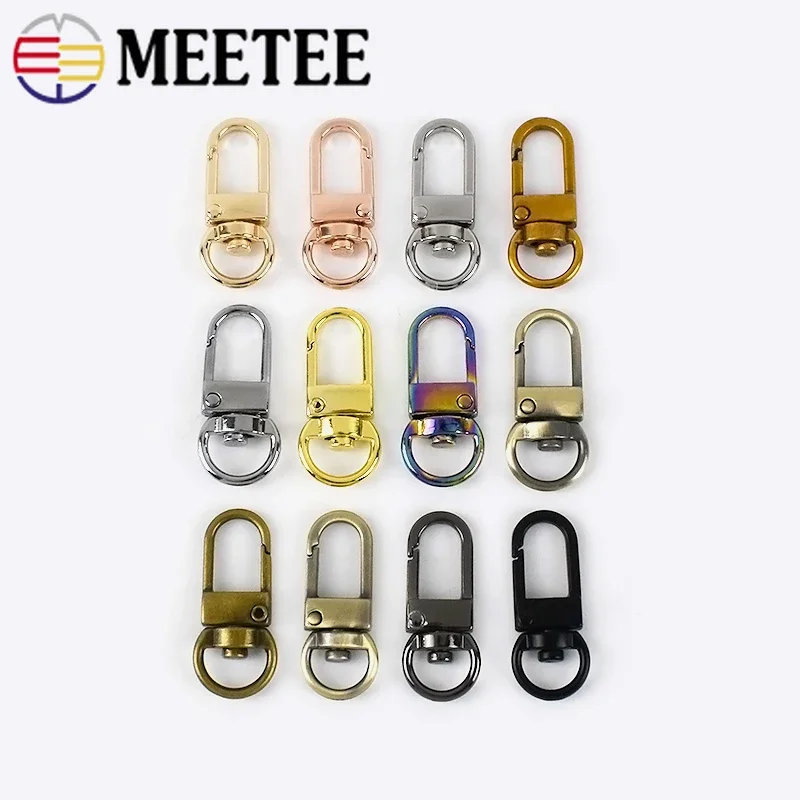 Meetee 10/20Pcs 10mm Metal Bag Strap Buckles Dog Collar Swivel Clasps For Webbing Snap Hook DIY Leather Carfts Accessories