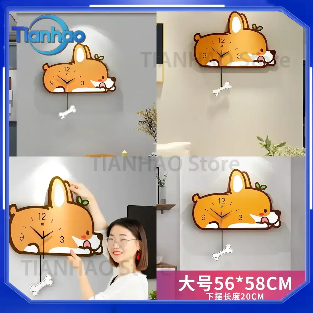 Cartoon Modern Minimalist Clocks for Living Room and Children's Room 2021 New Design Creative Fashion Decor Stylish Timepiece