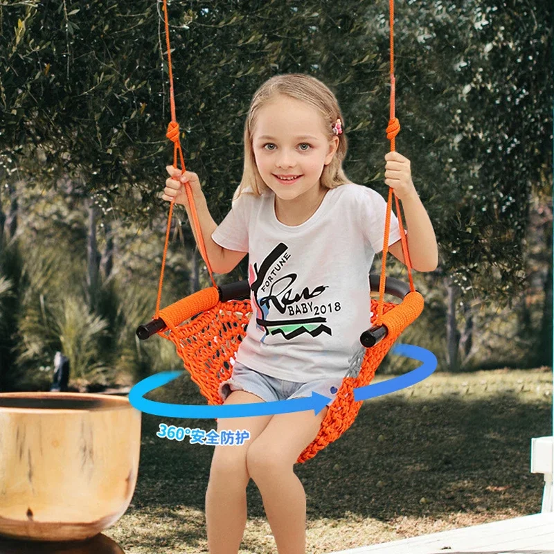 Kids Hammock Nest Swing Hand Weaving Playground Indoor Toys Courtyard Net Rope Swing Educational Equipment Entertainment Game