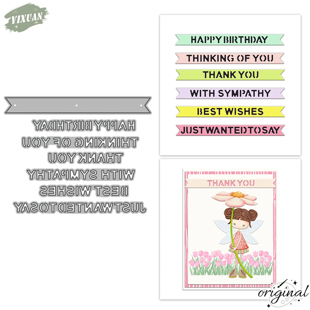Best Wishes Phrases Cutting Dies DIY Scrapbooking Metal Dies For Card Making Crafts Albums Decor Knife Mold