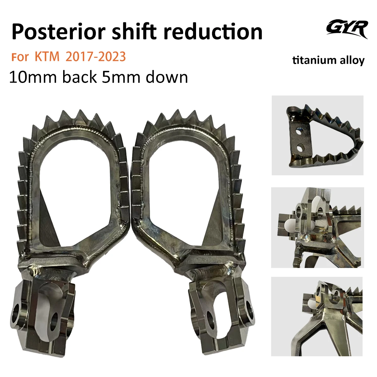 GRY Motorcycle Titanium Alloy Footpeg reduce lower move back pedal Footrests For KTM 125-500 EXC EXCF XCW XC XCF