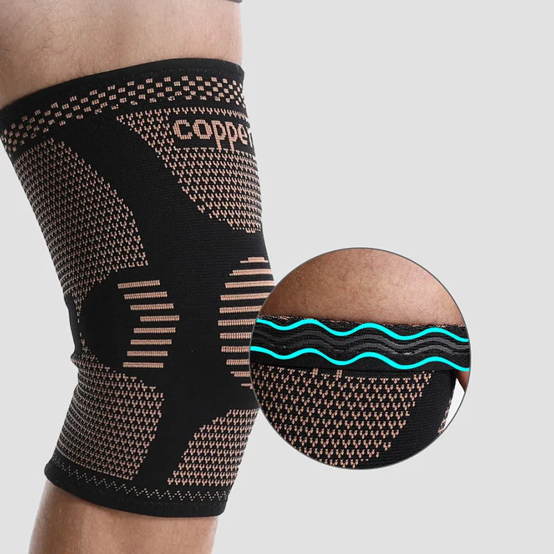 Copper Fiber Compression Sports Protective Gear Set Fitness Cycling Running Palm Guard Knee Support Elbow Pads Ankle Protector