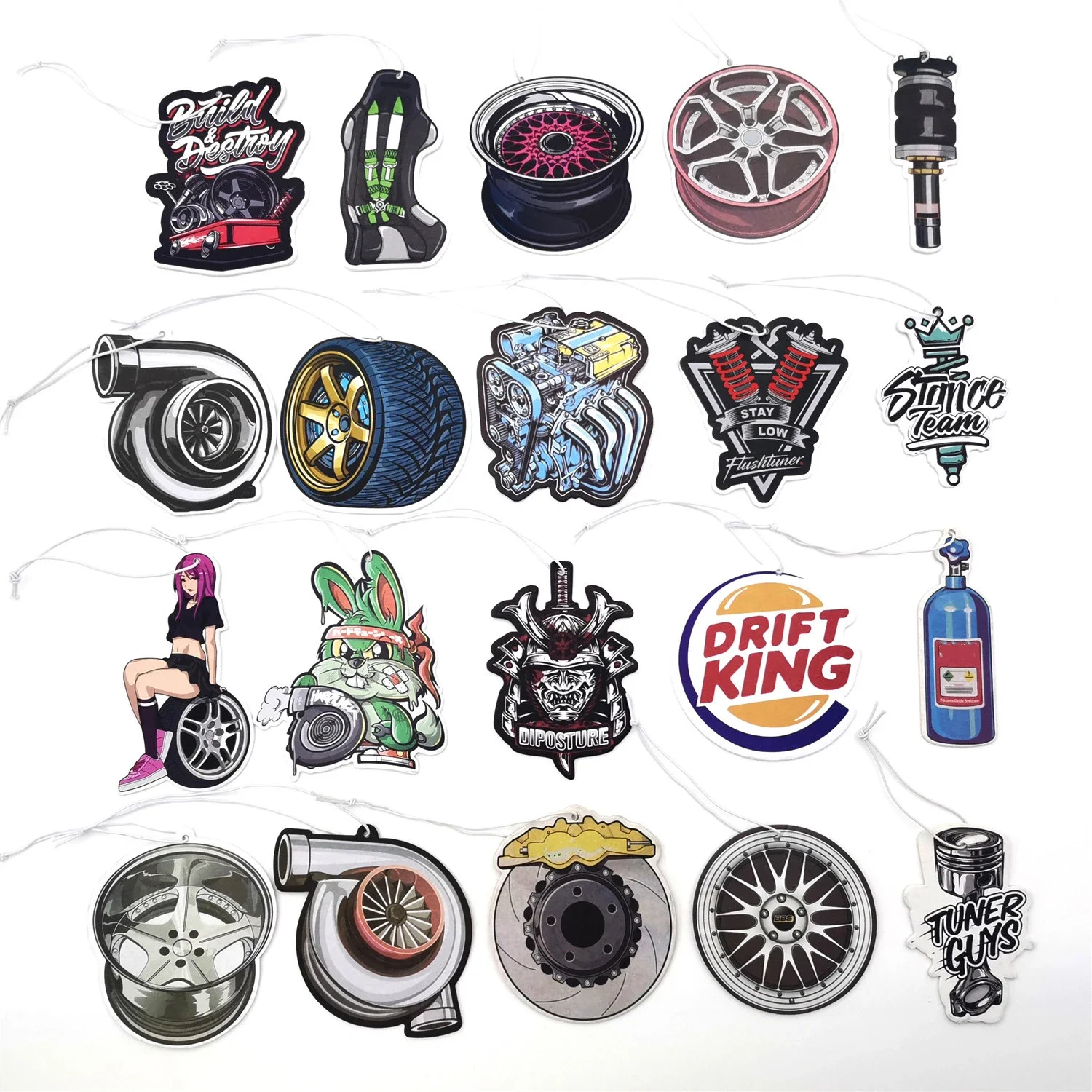 JDM سيارة معطّر الهواء معلقة مثير فتاة السيارات مرآة الرؤية الخلفية العطور سباق نمط توربو قرص فرامل امتصاص الصدمات الورق الصلب #6