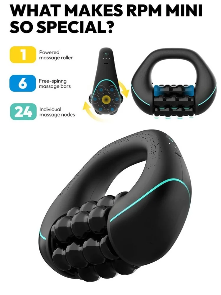 Mini Rolling Percussieve Massager Verlichting van de vermoeidheid van het hele lichaam Diep weefsel en spierherstel Oplaadbaar Krachtig Spin met 3 snelheden - afbeelding 2
