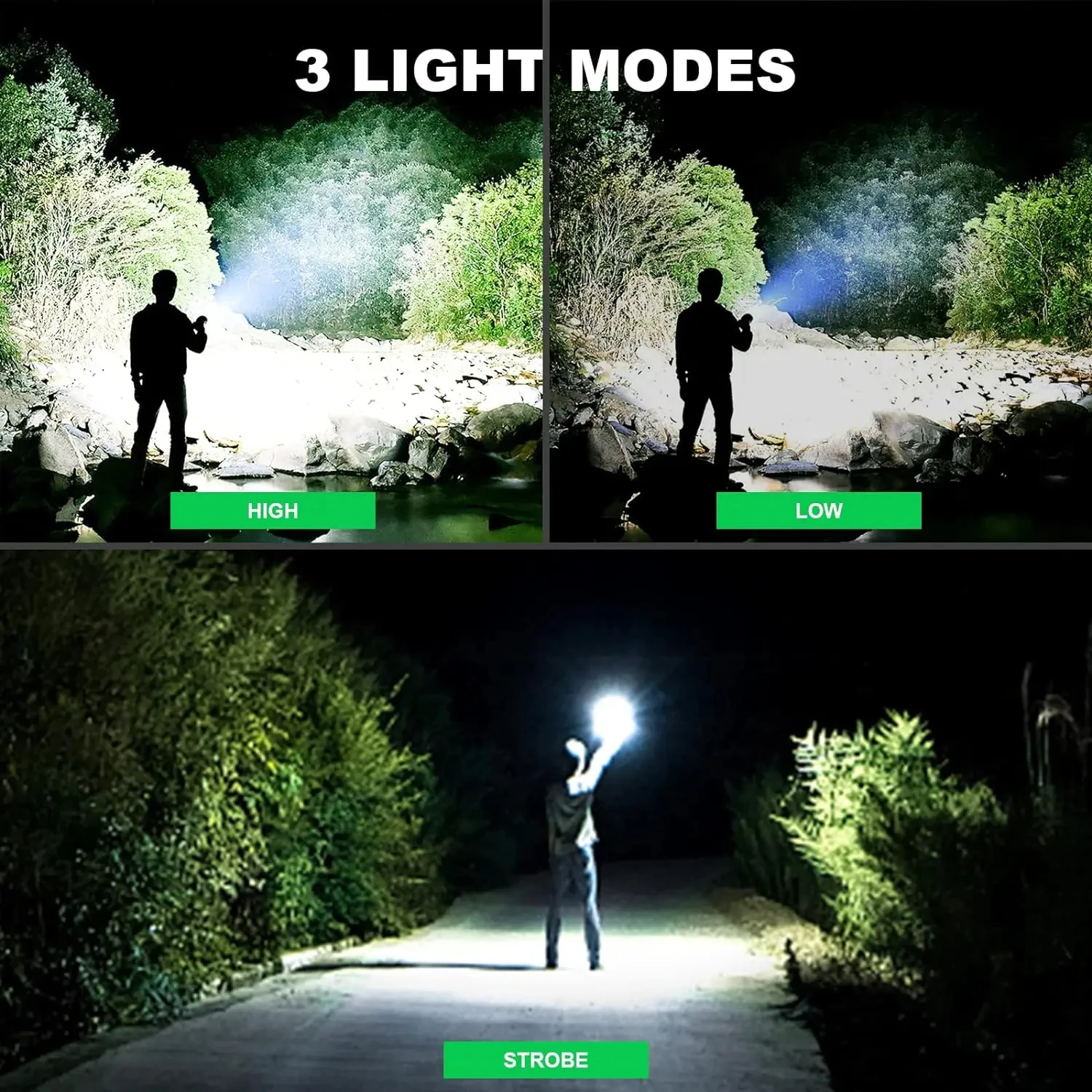 100000LM Super Powerful Flashlight Bright Long-distance LED Flashlight with Light Bar Zoom Bright Outdoor Emergency Light