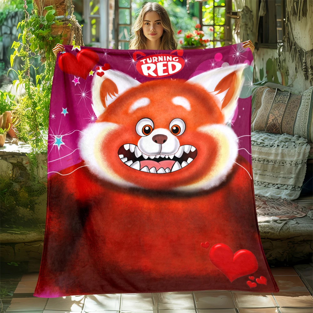 Turning-red Cute Bear HD Printed Flannel Thin Blanket.Four Season Blanket.for Sofa,beds,living Rooms,travel Blanket Gifts