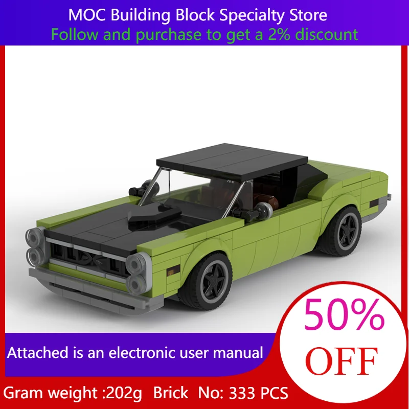 

333 Parts MOC Building Block Model City Speed Muscle Car GTO For Boys Adults Children Christmas Birthday Gifts Collection