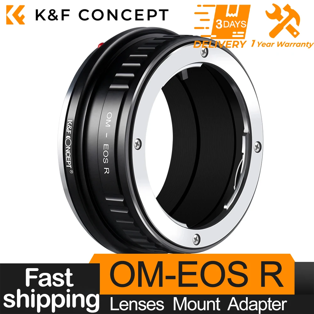 K&F Concept Lens Mount Adapter OM-EOS R Compatible for Olympus OM Mount Lens to Canon EOS R RF Mount for R3 RP R5 R6 Camera Body