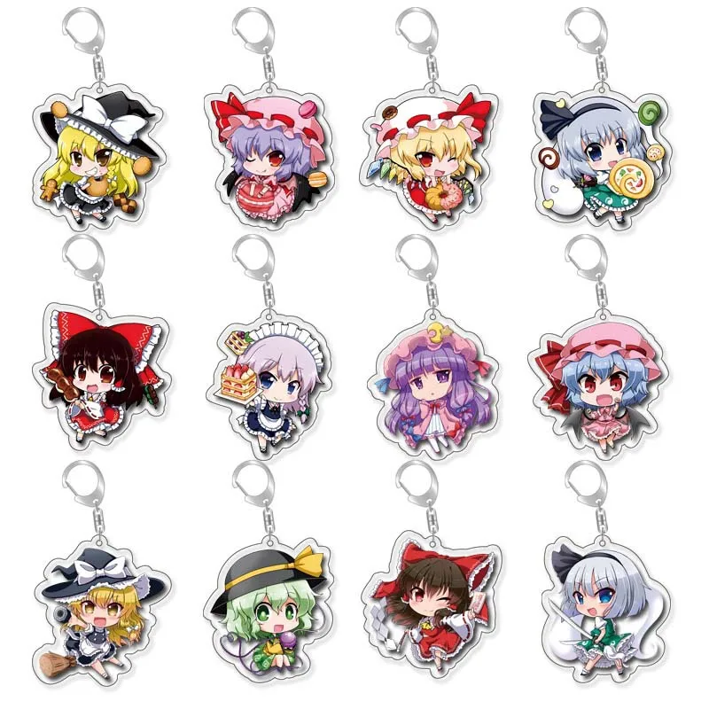 Reimu Hakurei Marisa Kirisame Aya Shameimaru Popular Anime Peripherals Double-sided Acrylic Keychain Kawaii Backpack Pendant