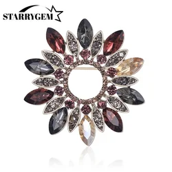 Trendy Rhinestone Wreath Brooches for Women Multicolor Pins Accessory Gifts to Wear at Holiday Party