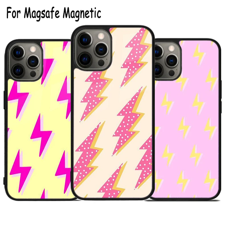 

Lightning Polka Dots Star Cute Wireless Charge Magsafe Phone Case For iPhone 15 16 14 13 11 12 Pro Max Plus Magnetic Cover