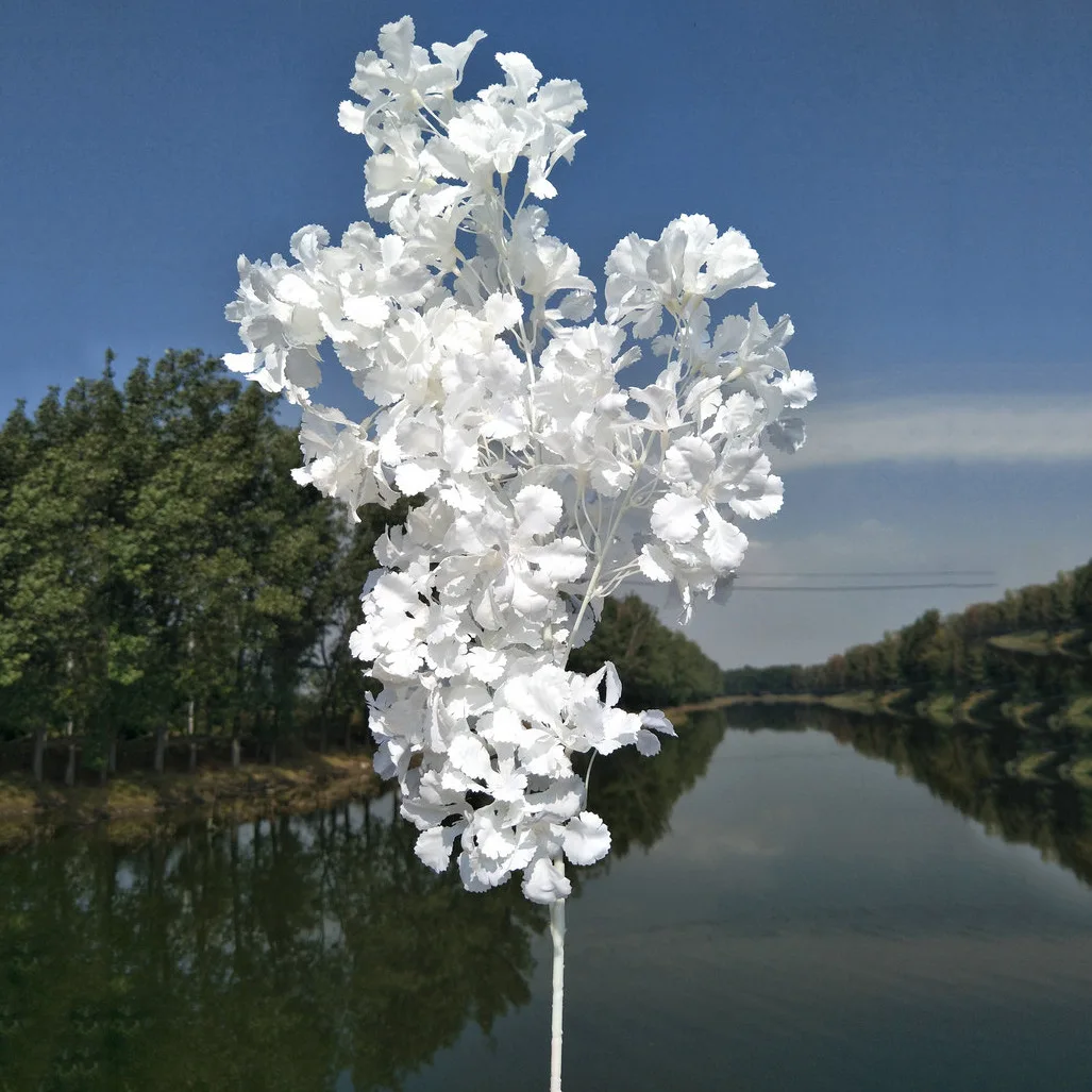 

100 Pcs Silk Hydrangea White Branch Snow All Over The Sky DIY Artificial Cherry Home Party Decoration Wedding Arch Decoration