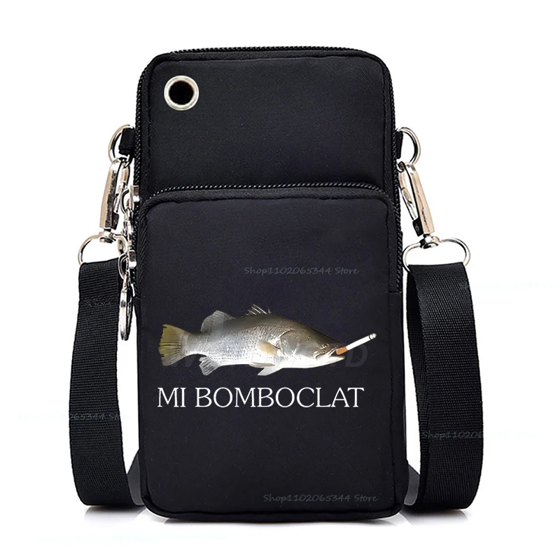 

Fun Fish Smoking Print Zipper Messenger Bag Men Women Meme Animal Shoulder Bag Retro Fisherman Gifts Fashion Purse Phone Pouch