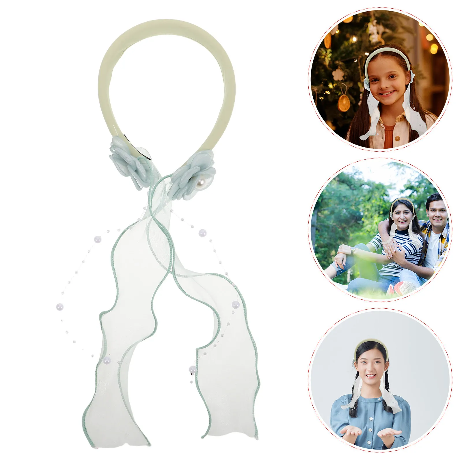 

Floral Mesh Headband Lightweight Mesh Ribbon Romantic Spring Summer Hairband Flower Hair Accessories for Ladies Girls