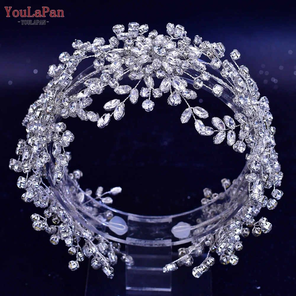 Imagem -05 - Youlapan-rhinestone Hairpiece de Cristal Aros de Luxo Jóias Artesanais Decoração de Cabeça Acessórios de Cabelo de Noiva Casamento Hp389-g