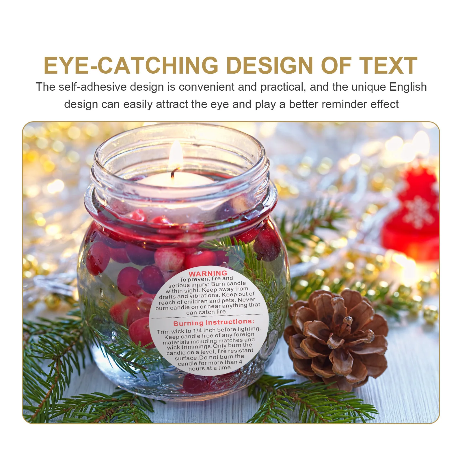 ملصقات تحذيرية بتصميم بسيط وسخي وصغير الحجم وخفيف الوزن لاصق آمن لذوب الشمع والشموع #3