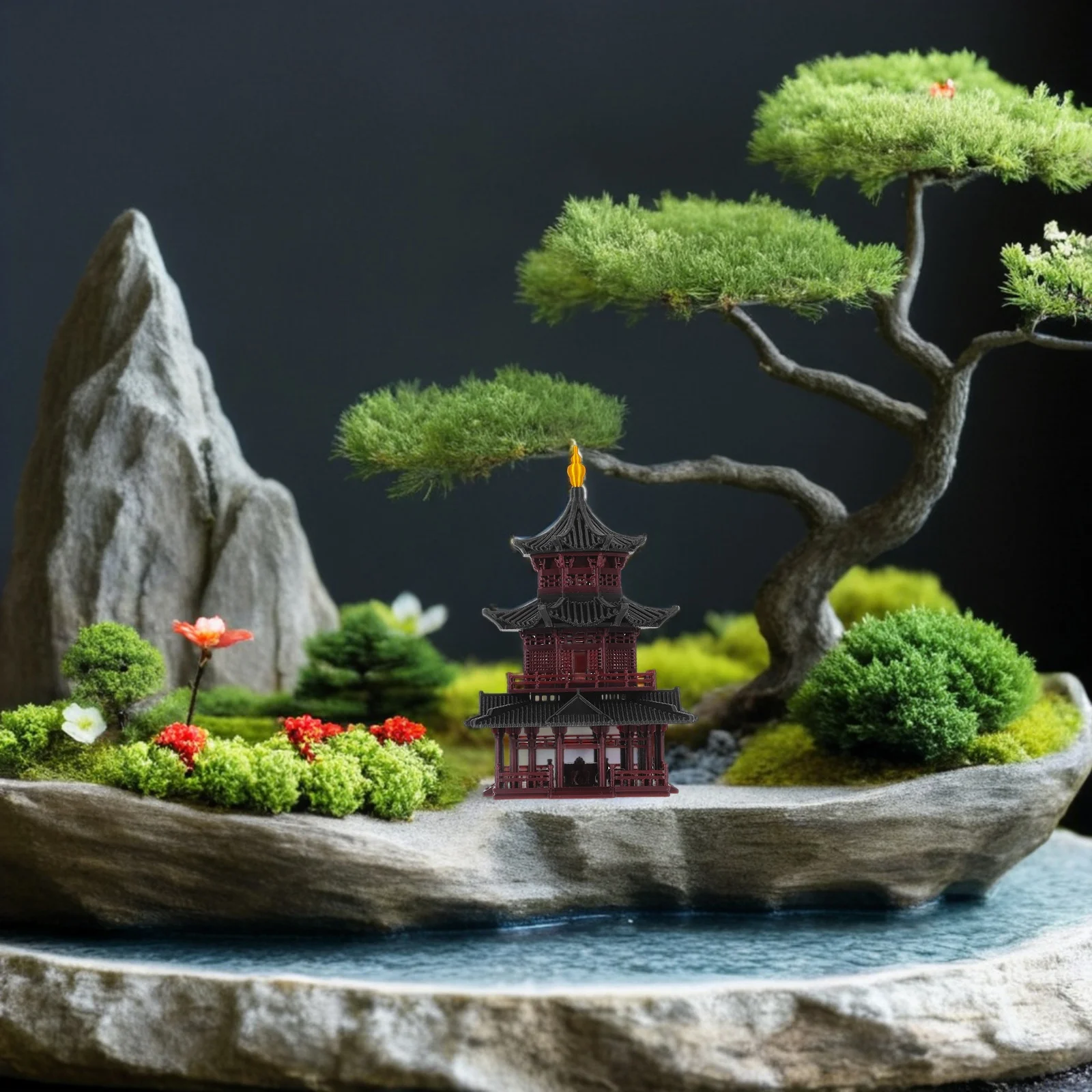 

Asian Zen Garden Pagoda Statue Mini Tower Sculpture for Meditation Garden Accessories Micro Landscape Ornament Home Office Decor