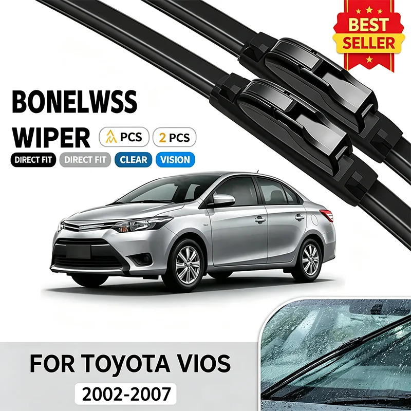 Windshield Wiper Blades Set For Toyota Vios XP40 2002-2007 Front 22" 14" Premium Rubber U-Hook Direct Replacement Pair