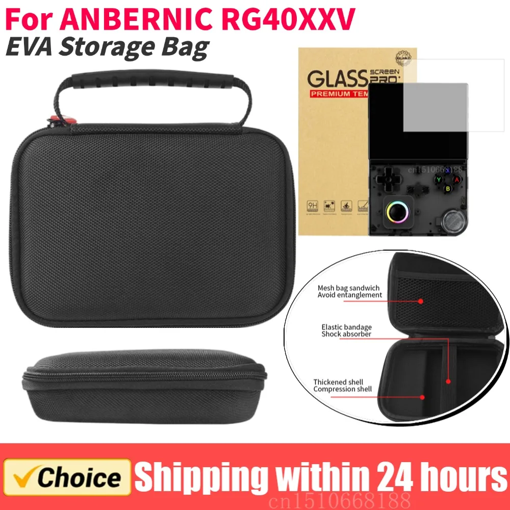 EVA Travel Storage Bag for ANBERNIC RG40XXV Anti-scratch Hard Shell Case with Mesh Bag for ANBERNIC RG 40XXV Retro Game Console