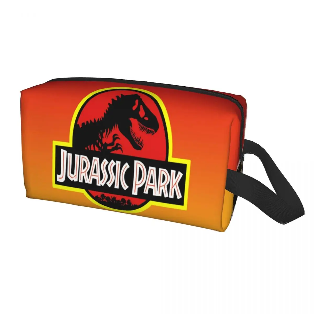 

Jurassic Park Logo In Yellow Orange Makeup Bag for Women Travel Cosmetic Organizer Fashion Ancient Animal Storage Toiletry Bags