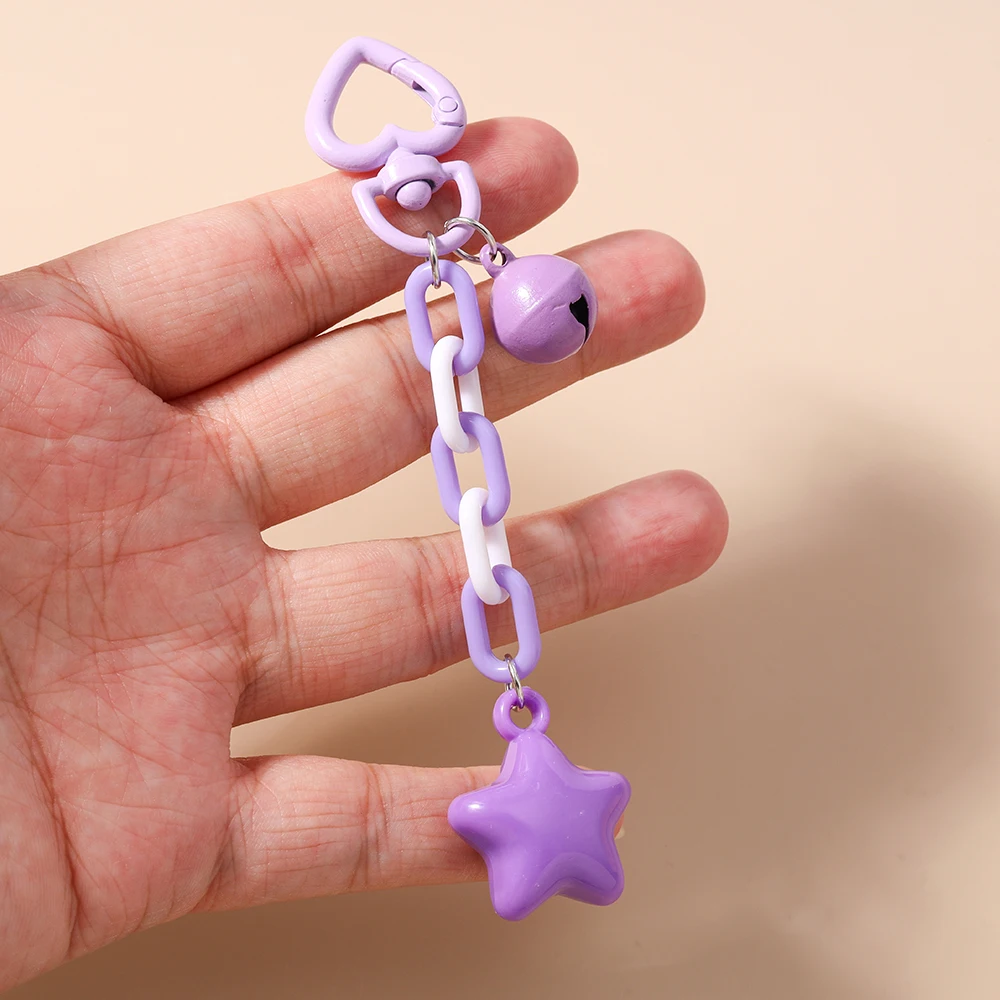 لطيف ستار المفاتيح النساء الفتيات جرس حلقة رئيسية المعلقات لحقيبة اليد ديكور DIY مفتاح سلسلة هدايا مجوهرات للأطفال