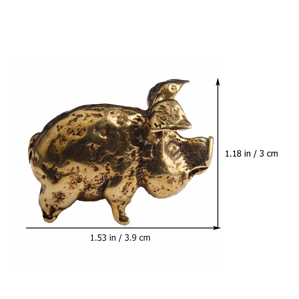 1Pcs Zodiac Pig Shaped Brass Pendant Polished Mini Ornament Keychain Bag Car Pendant Creative Home Decor Chic Ornament