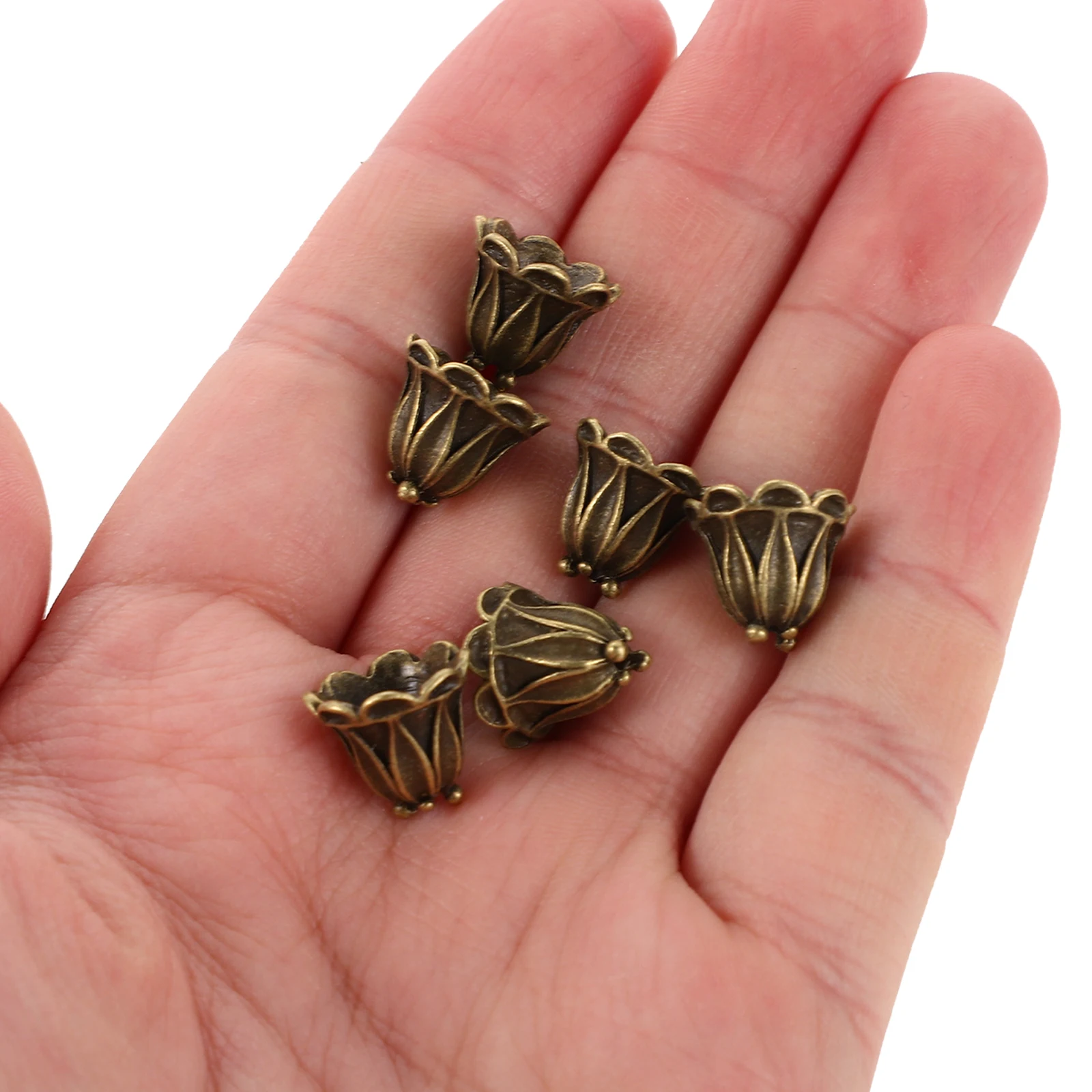 

50 Pcs Retro Accessories Jewelry Bead Cap Flowers Caps for Making Alloy Ornament