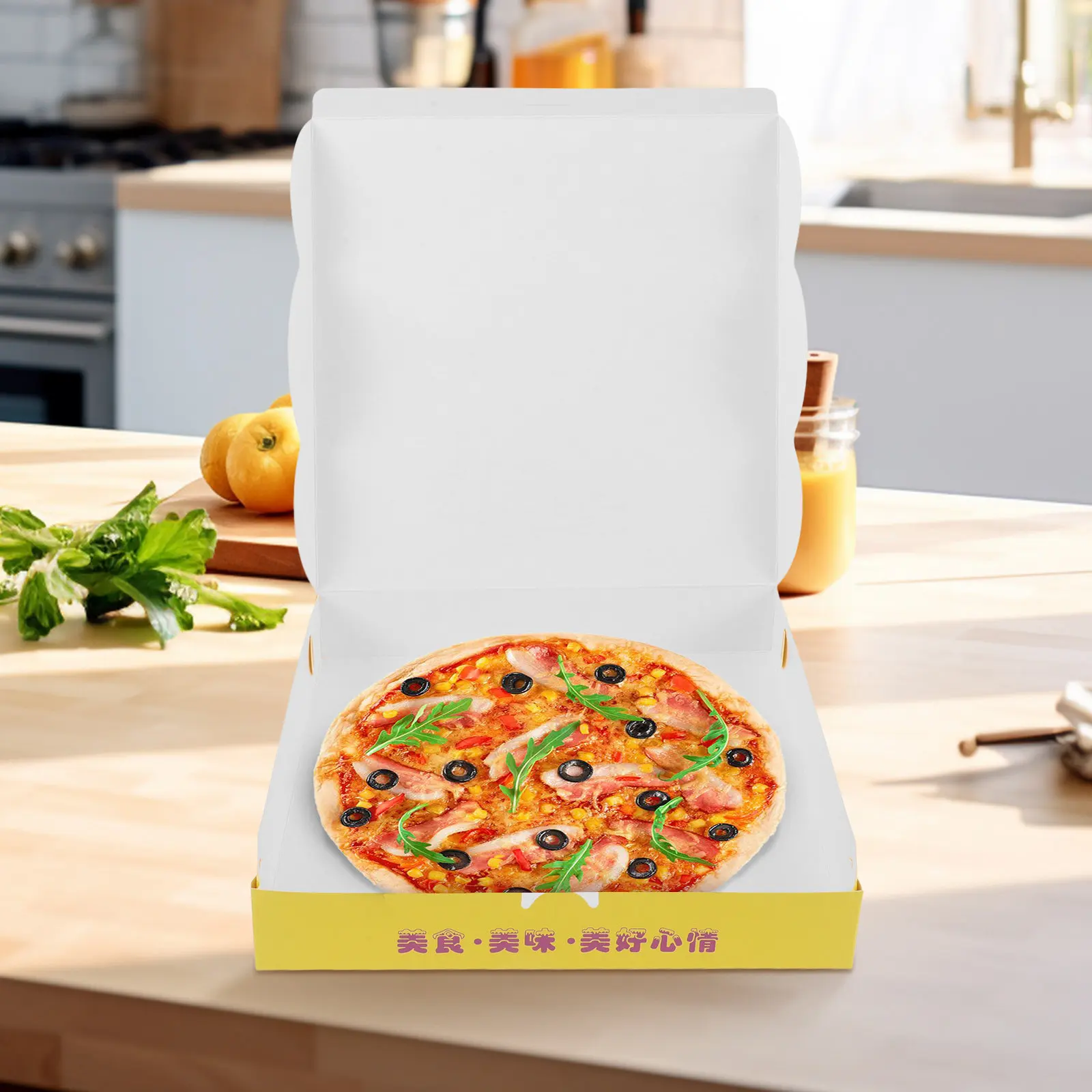 

40Pcs Yellow Small Pizza Boxes Cardboard Takeaway Containers Eco Friendly Sturdy for Pizza Storage Party Favors Shipping Bulk