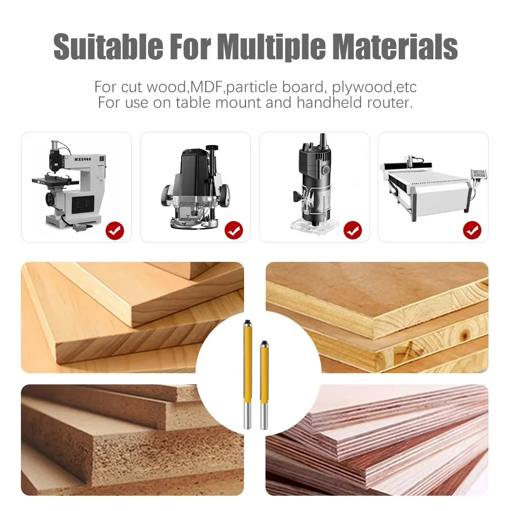 1PC 8MM Gambo Fresa Intaglio del Legno Lama Lunga Punta A Filo Trim Router Bit Cuscinetto Estremità per la Lavorazione Del Legno Utensile Da Taglio