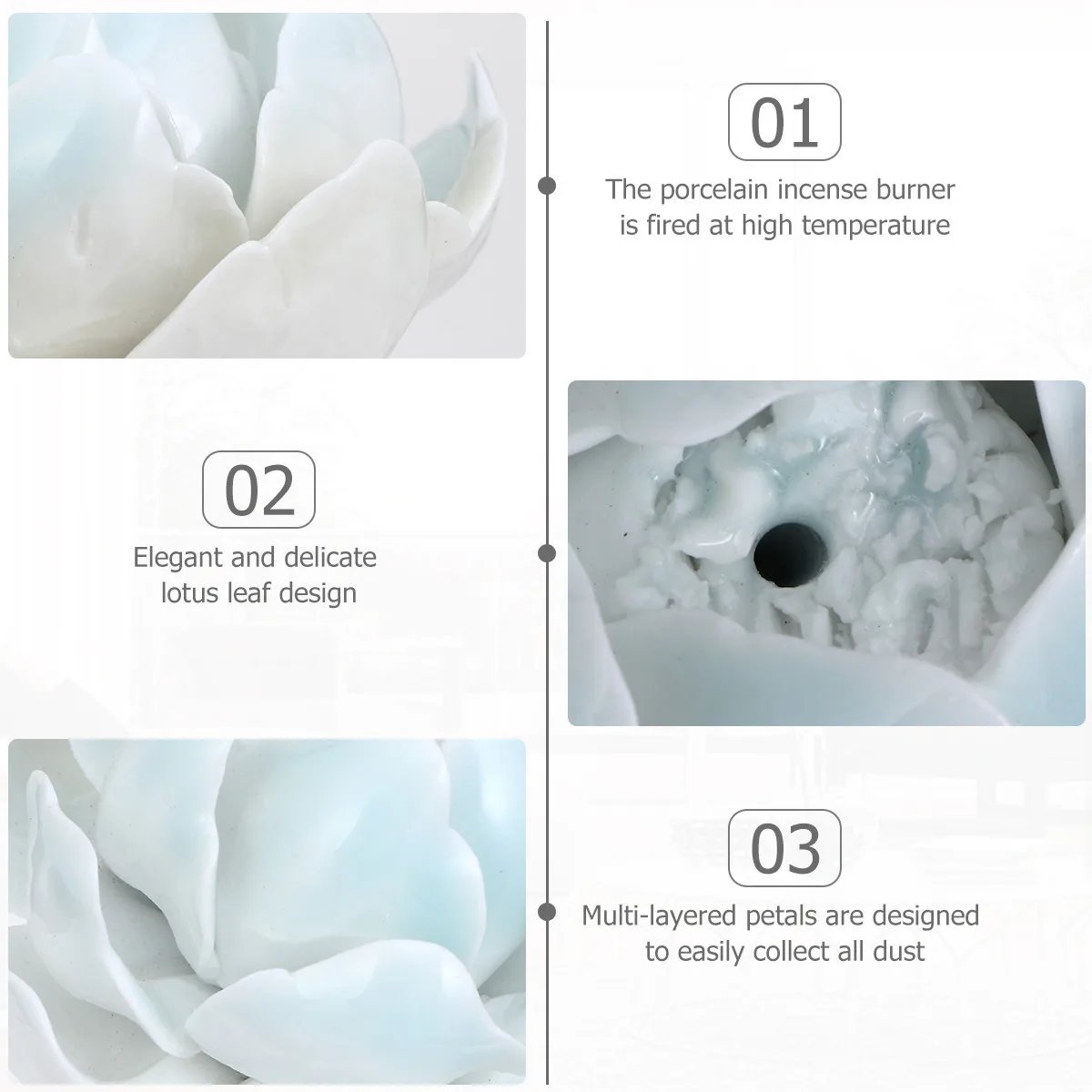 

Ceramic Lotus Leaf Incense Holder Aromatherapy Burner Elegant Retro Lotus Flower Design for Home Office Decor Incense Holder