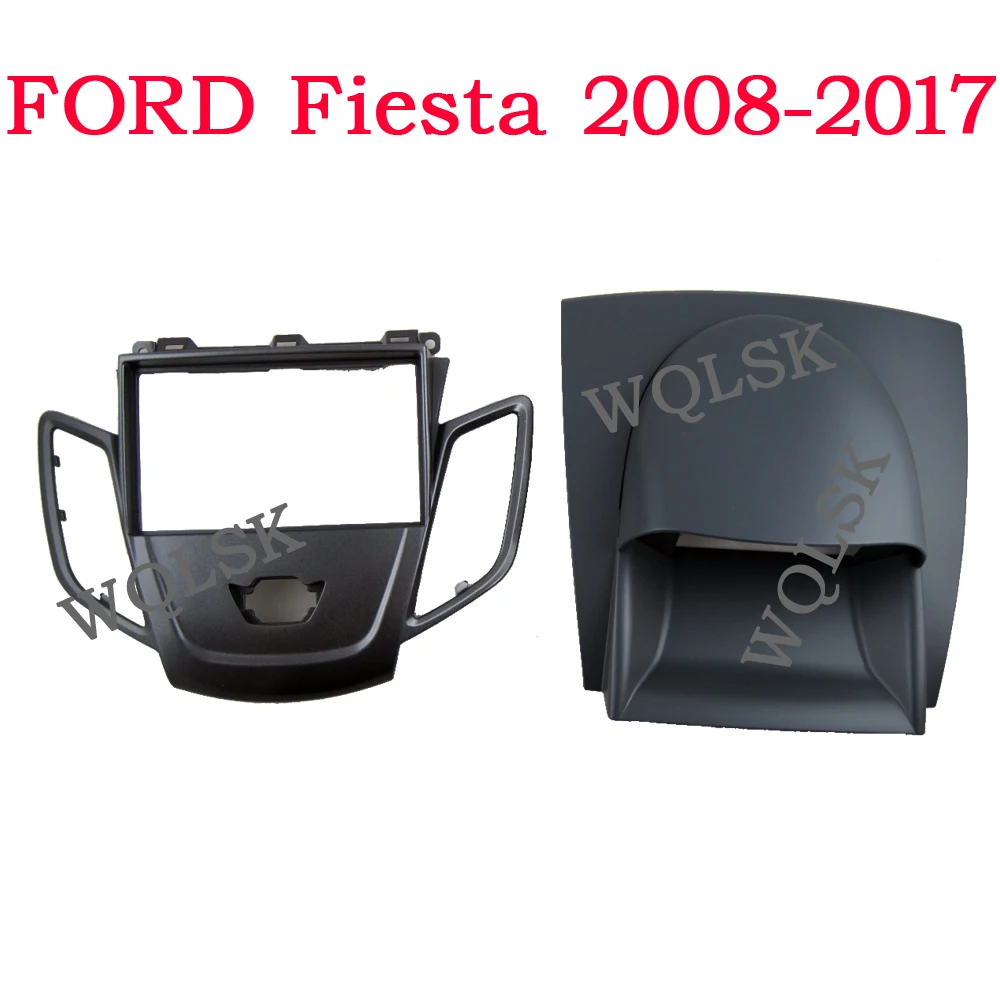  Double Din Radio Fascia Frame for FORD Fiesta 2008-2017 Panel Dash Mount Installation Trim Kit Face Black Frame GPS