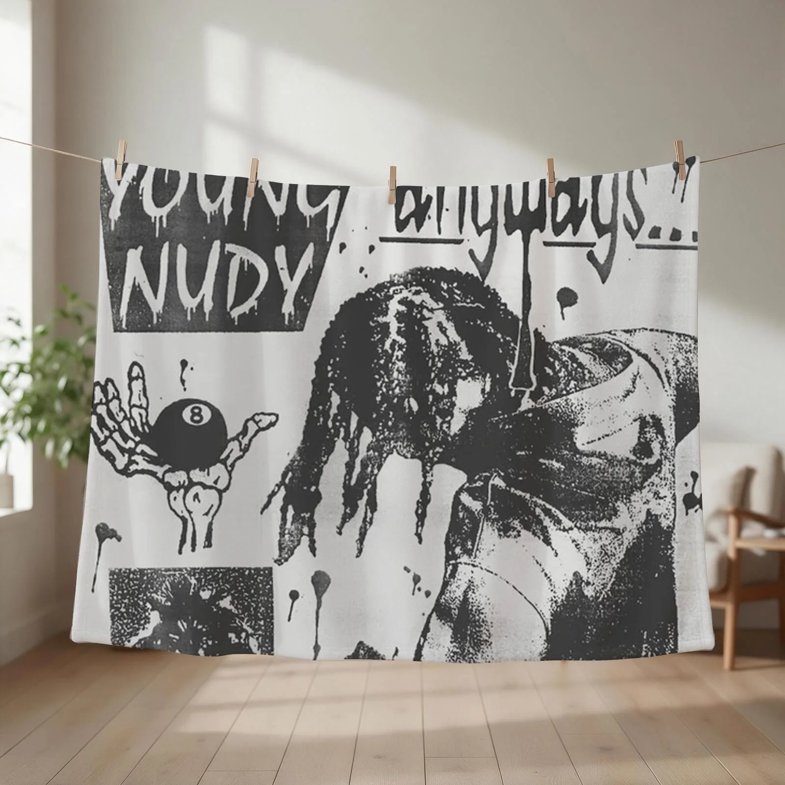 young-nudy anyways, nudy Throw Blanket couch cozy soft plush fuzzy picnic outdoor blanket